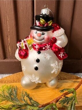 Robert Stanley Blown Glass Snowman Christmas Ornament
